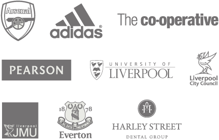 Arsenal FC, adidas, The Co-operative, Pearson, University of Liverpool, Liverpool City Council, Liverpool JMU, Everton FC, Harley Street Dental Group